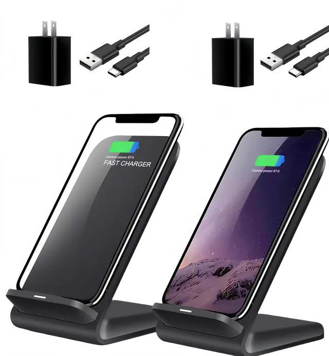 Alt view image 6 of 10 - 2 Pack Wireless Charging Stand, 20W Fast Charging Stand with QC3.0 Adapter for Samsung Galaxy S25/S25+/S25 Ultra/S24/S23/S22/S21/Note, for iPhone 17 Air Pro Max/16/15/14/13/12/11 Series, and More.
