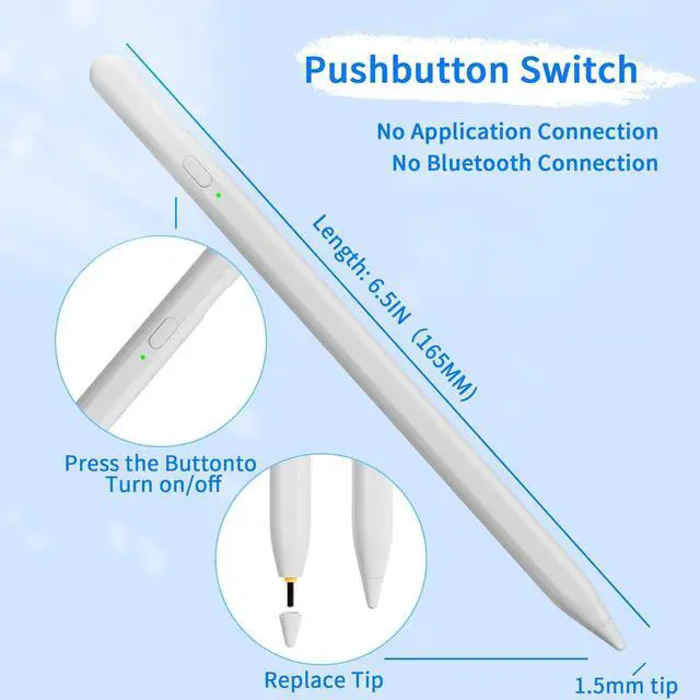 Alt view image 10 of 14 - Stylus Pens for Touch Screens, Universal Fine Point iPad Pencil with Magnetic Adsorption Compatible with iPhone/iPad/Samsung/Android/Tablet & Other Touch Screens (White)