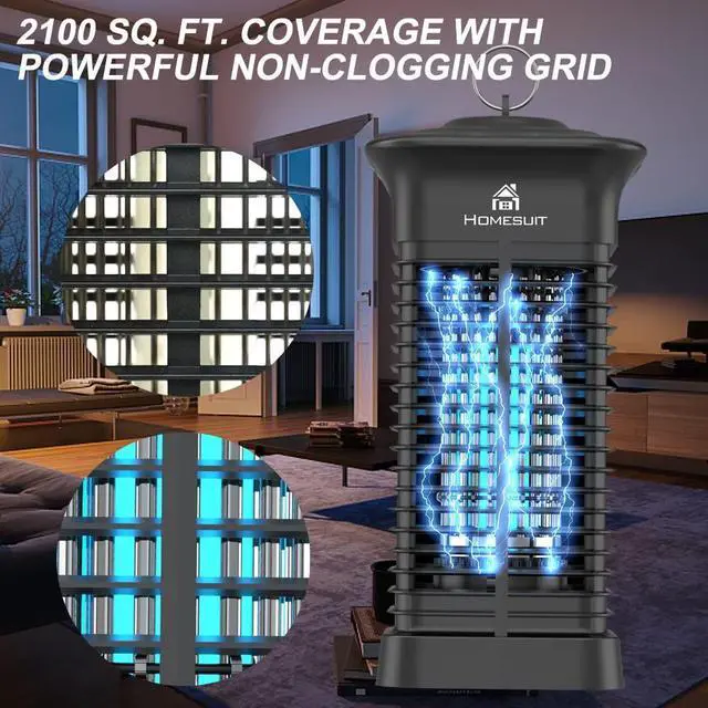 Alt view image 11 of 14 - Bug Zapper 15W for Outdoor and Indoor, High Powered 4000V Electric Mosquito Zappers, Mosquito Killer, Electronic Mosquitoes Light Bulb Lamp for Home Backyard Patio