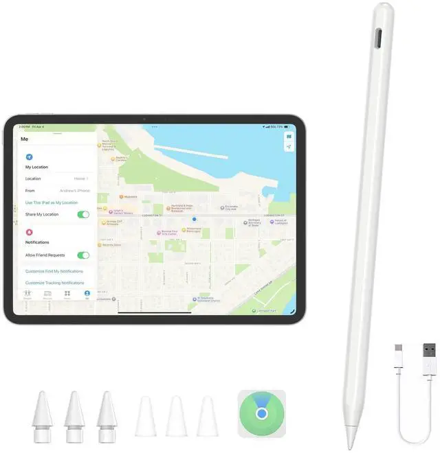 Alt view image 8 of 14 - Findmy Stylus Pen for Apple iPad 2018-2026, iPad Pencil for iPad A16 10th/9th/8th/7th/6th Gen, iPad Air 11/13 M2/M3/5/4/3, Pro 11/12.9/13 M4, Mini 5/6/A17 Pro Digital Pen (No Wireless Charging)