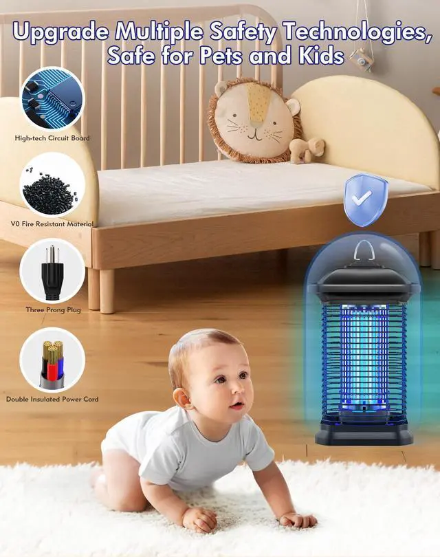 Alt view image 11 of 12 - Bug Zapper for Outdoor & Indoor, 1/2 Acre Coverage Mosquito Lamp with 18W Bulb & 4400V High-Voltage, 100% Improvement in Mosquito Control Effect, Electric Fly Trap for Patio, Backyard, Home
