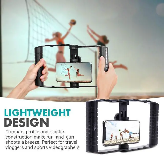 Alt view image 14 of 14 - SPR-20 Foldable Smartphone Video Rig Cage with Cold Shoe Mounts for Microphone or LED Light - Vlogging Mount Compatible with iPhone, Android - Smartphone Video Stabilizer Grip - Filming Equipment