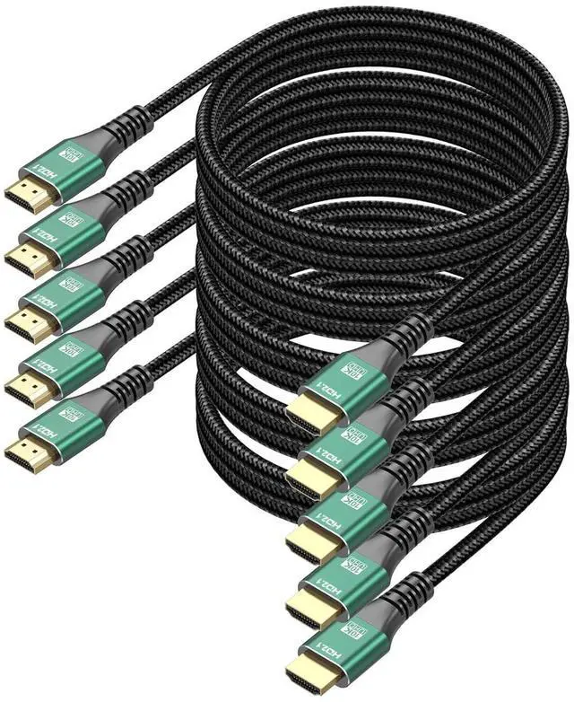 Alt view image 8 of 14 - 10K 8K HDMI Cable 5-Pack 6.6FT, HDMI 2.1 Cable Bulk Ultra High Speed 48Gbps 8K@60Hz, 4K@120Hz Braided HDMI Cord eARC, HDR10, HDCP2.2&2.3 for PS5/PS4, Roku TV, Monitor, HDTV, Blu-ray, Laptop