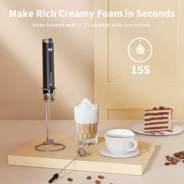 Alt view image 12 of 14 - Rechargeable Milk Frother with 3 Heads, LunaFro AS Handheld Electric Foam Maker Waterproof Detachable Stainless Steel Whisk Drink Mixer Foamer with Stand for Lattes, Cappuccino, Egg