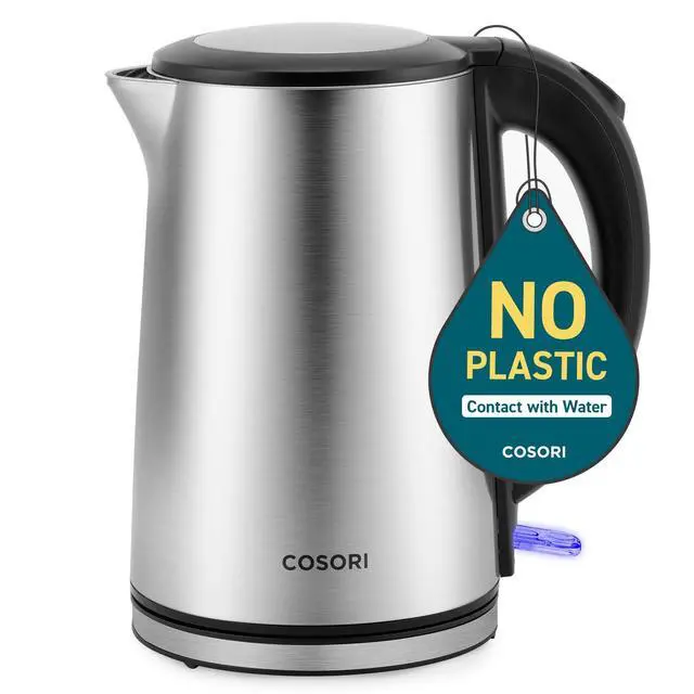 Alt view image 8 of 14 - Electric Kettle, No Plastic Inner Lid, Filter & Spout, Stainless Steel Tea Kettle, Automatic Shut Off & Boil-Dry Protection, Durable Tea Kettle Boiler & Heater, 1.5L/1500W, Silver
