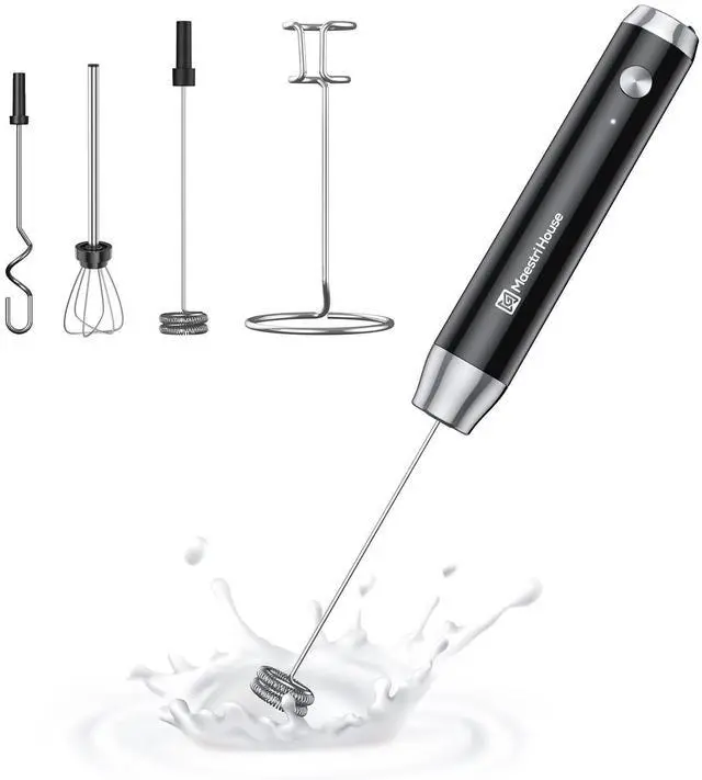 Alt view image 8 of 14 - Rechargeable Milk Frother with 3 Heads, LunaFro AS Handheld Electric Foam Maker Waterproof Detachable Stainless Steel Whisk Drink Mixer Foamer with Stand for Lattes, Cappuccino, Egg