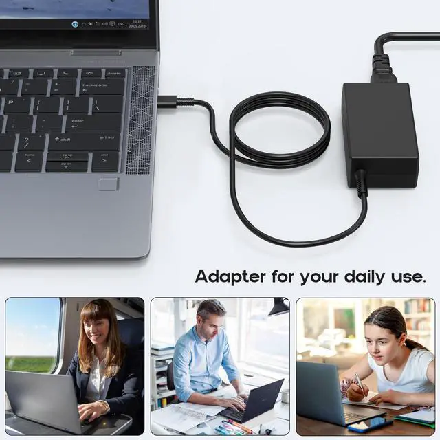Alt view image 11 of 14 - 65W Laptop USB Charger Compatible with HP EliteBook x360 1040 630 745 835 840 G9 845 860 G10 Elite x2 1012 G2 G4 G8 ProBook 440 450 455 460 Envy x360 17 Spectre - Type-C 20V 3.25A P/N: L65505-002