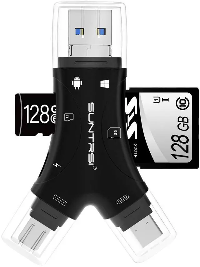Alt view image 8 of 14 - SD Card Reader for iPhone/ipad/Android/Mac/Computer/Camera,4 in1 Micro SD Card Reader Trail Camera Viewer, Portable Memory Card Reader SD Card Adapter for SD and TF Cards(Black)