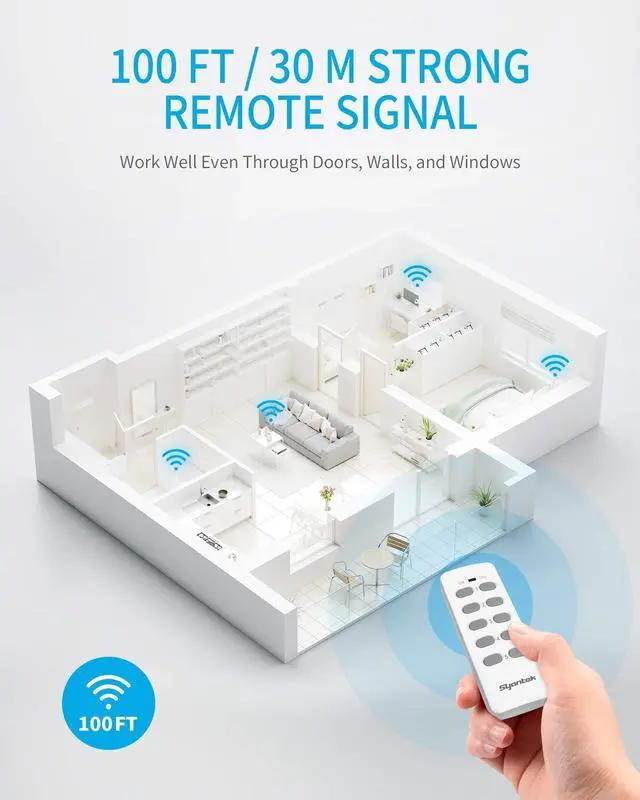 Alt view image 11 of 14 - Remote Control Outlet Wireless Light Switch for Household Appliances, Expandable Remote Light Switch Kit, Up to 100 ft Range, FCC Certified, ETL Listed, White (5 Outlets + 2 Remotes)