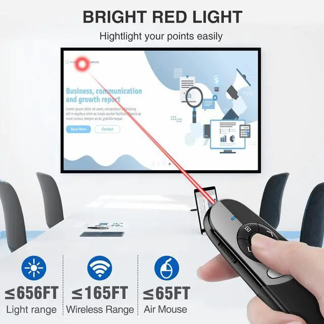 Alt view image 11 of 12 - 2 in 1 Type C and USB Presentation Clicker with Air Mouse Control, RF 2.4GHz Wireless Presenter Remote PowerPoint Clicker Slide Pointer Advancer for Computer Laptop Classroom Office