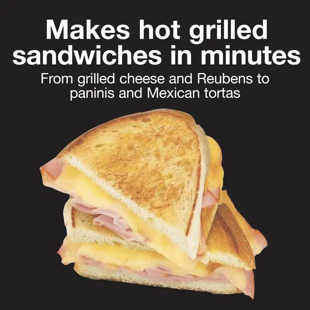Alt view image 9 of 14 - Deluxe Hot Sandwich Maker With Easy-Clean Durable PFAS-Free Nonstick Ceramic Plates, Fits up to 2 Grilled Cheese, Ruebens, Tortas or Subs, Stainless Steel (25415MN)