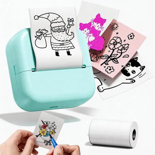 Alt view image 6 of 10 - Print Pod Mini Sticker Printer - Sticker Maker Machine M02X, Inkless Pocket Printer Blutooth Thermal Portable Maker Machine for Creative DIY, Diaries, Photos, Study Notes, Green
