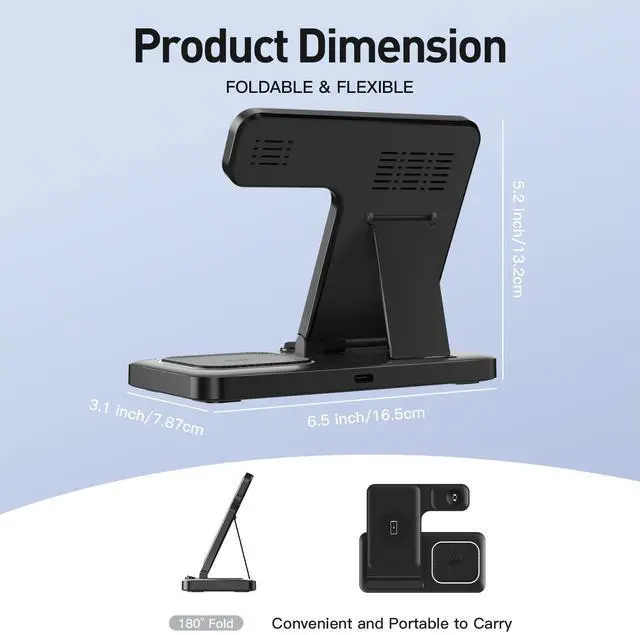 Alt view image 13 of 13 - 2026 Traveling Portable Wireless Fast Charger for Apple & Android Charging Station,3 in 1 Charging for iPhone 17 16 15 14 13 12 11,Apple Watch & Air pods 4 3 2 Pro,Samsung Galaxy-Gifts for Family
