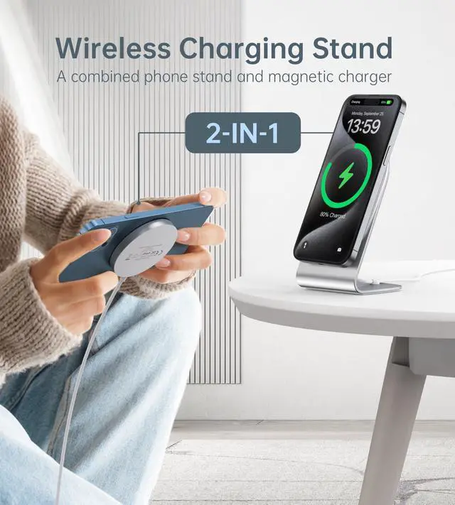 Alt view image 8 of 12 - Magnetic Wireless Charger for iPhone 17/16/15/14/13/12 - Mag Charger+20W USB C Adapter, Fast Wireless Charging Stand/Pad with 5ft USB-C Cable for iPhone 17/16/15/14/13/12, Airpod-Gift for Men & Women