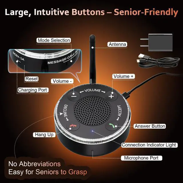 Alt view image 13 of 14 - Cell Phone Ringer Amplifier & Flasher - 116dB Ultra Loud & Bright Red-Blue Flash, One-Touch Answer/Decline, Bluetooth 5.3 for Hard of Hearing/Seniors/Deep Sleepers/Noisy Spaces/Home