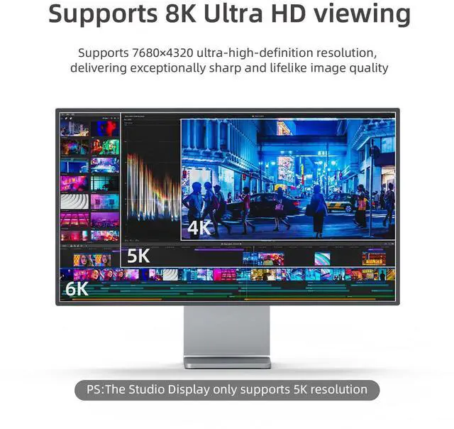 Alt view image 14 of 14 - DisplayPort to USB-C Cable 8K@60Hz, DP to Type-C Male Cable Adapter 6.6ft Converter for Apple Studio Display, USB-C Display Device Conversion Cable Not Compatible with Any AR Device