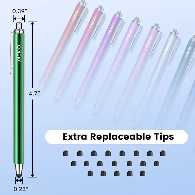 Alt view image 10 of 14 - Stylus Pens for Touchscreens,10 Pack Thin Rubber Tip Stylus Replaceable Tip Feature Bundle W/ 20 Pcs Replacement Tips for iPad iPhone Tablets Smartphone&All Touch Screen Devices(10 Stylus+20Tips)