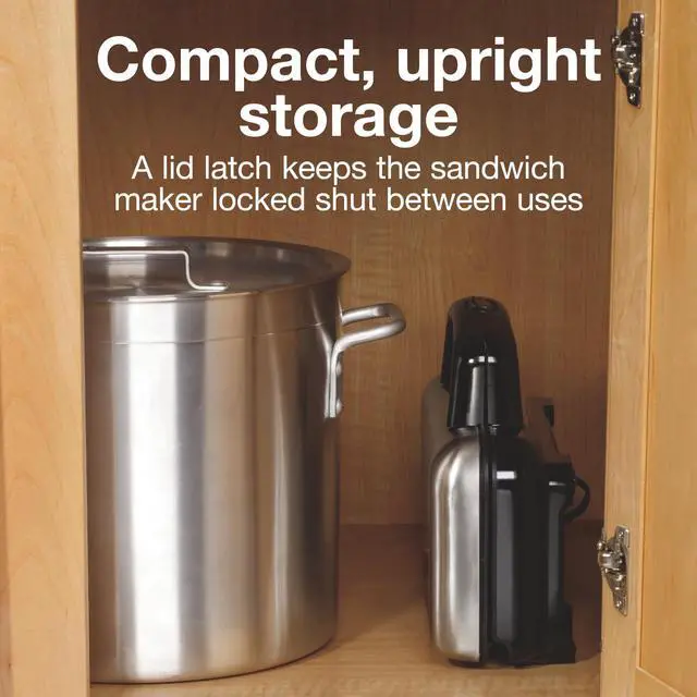 Alt view image 12 of 14 - Deluxe Hot Sandwich Maker With Easy-Clean Durable PFAS-Free Nonstick Ceramic Plates, Fits up to 2 Grilled Cheese, Ruebens, Tortas or Subs, Stainless Steel (25415MN)