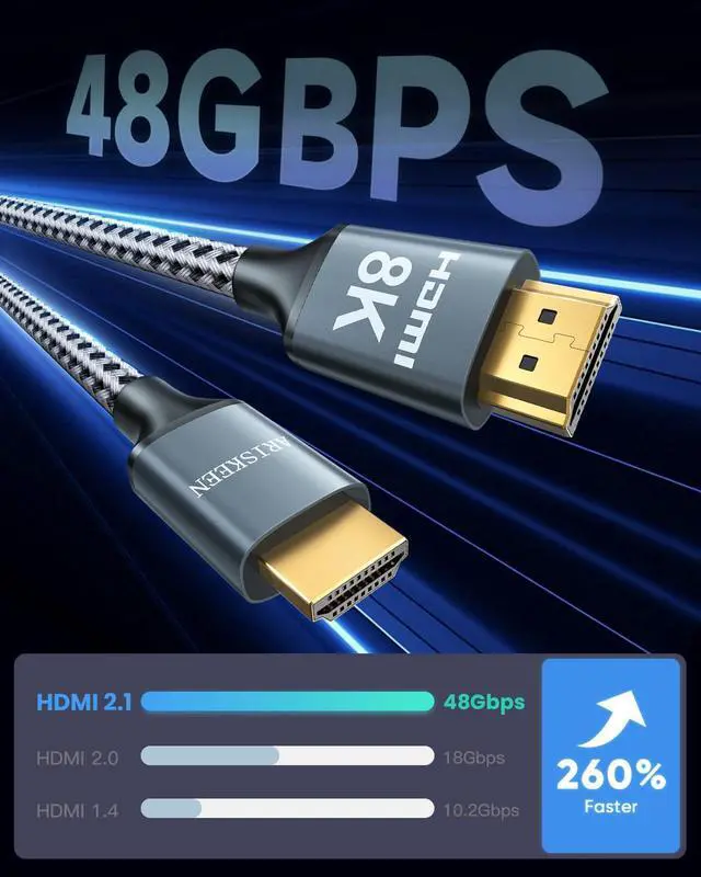 Alt view image 9 of 14 - 8K HDMI Cable 6FT 2-Pack, 48Gbps High Speed HDMI 2.1 Cable, 8K 60Hz, 4K 120Hz 144Hz Support for HDR 10, HDCP 2.2 2.3, eARC, DTS:X, Braided HDMI Cord Compatible with Laptop/HDTV - 6 Feet