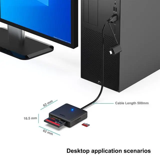 Alt view image 11 of 14 - Memory Card Reader, 4in1 USB 3.0 and USB-C to SD Micro SD MS CF Card Reader Adapter, 4 Cards Simultaneously Read and Write, Compatible with iPhone 15 Series, MacBook Pro/Air 2023, and More