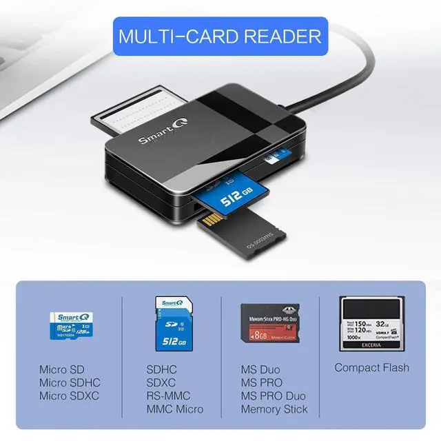 Alt view image 8 of 12 - C368 USB 3.0 Card Reader - Plug & Play, Compatible with Apple & Windows, Supports SD, Micro SD, MS, CF Cards