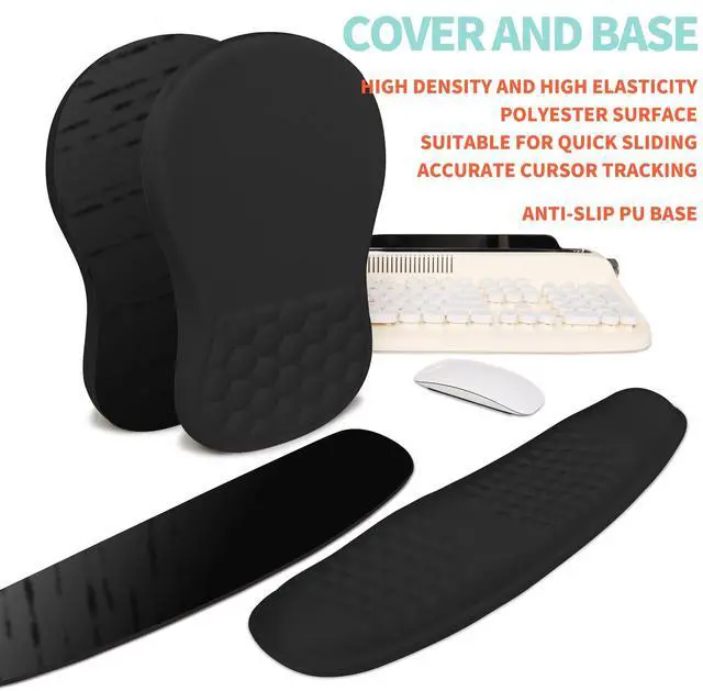 Alt view image 12 of 12 - 2-in-1 Ergonomic Set, Wave Rise Keyboard Wrist Rest and Massage Bulge Slope Mouse Pad Wrist Support, Cushion Memory Foam Integrated to Relieve Wrist Pain, Black
