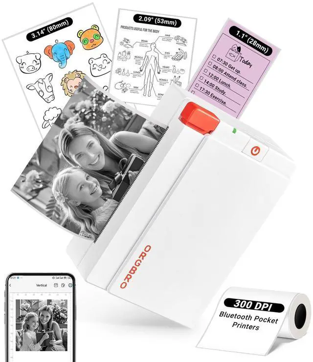 Alt view image 8 of 14 - Sticker Printer Machine, X3 Mini Printer Print Pods Portable Thermal Inkless Sticker Maker, 2-3 Inch 300 DPI Bluetooth Pocket Printers for Smartphones, Notes, Journal, Photos, DIY, Kids Gift