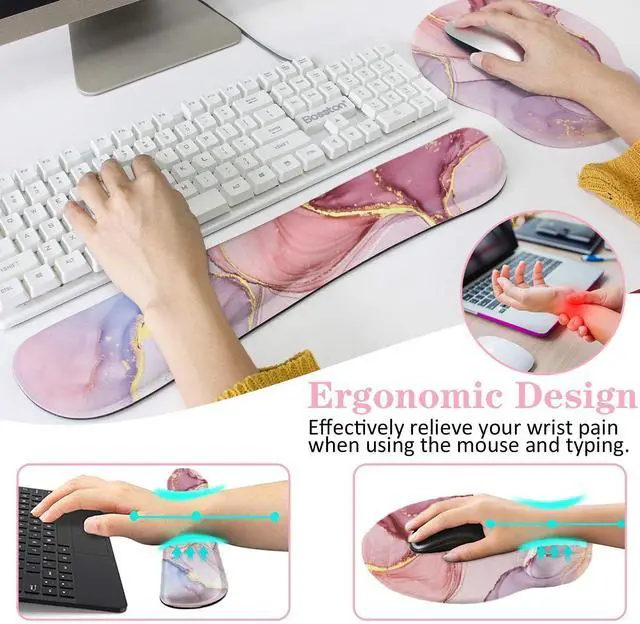 Alt view image 8 of 11 - Mouse Pad with Wrist Rest, 3-in-1 Gaming Mouse Pad, Keyboard Wrist Rest, Ergonomic Memory Foam Mousepad with Wrist Support for Computer Keyboard