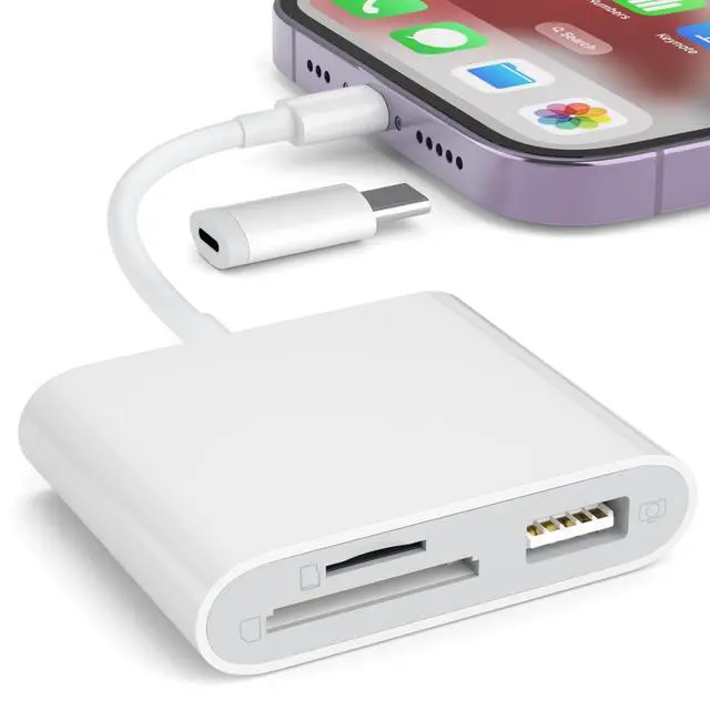 Alt view image 8 of 14 - SD Card Reader for iPhone, Memory Card Reader with USB Camera Adapter Plug and Play Trail Game Camera Viewer Supports SD and TF Card MicroSD Card Adapter for iPad No App Required