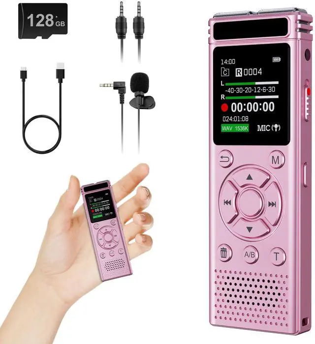 Alt view image 8 of 14 - 136GB Digital Voice Recorder with Playback,9000 Hours Audio Recording Device,Voice Activated Recorder with Noise Reduction,A-B Repeat,Mp3 Player & Password for Lectures Meeting/Classes/Interviews,Pink