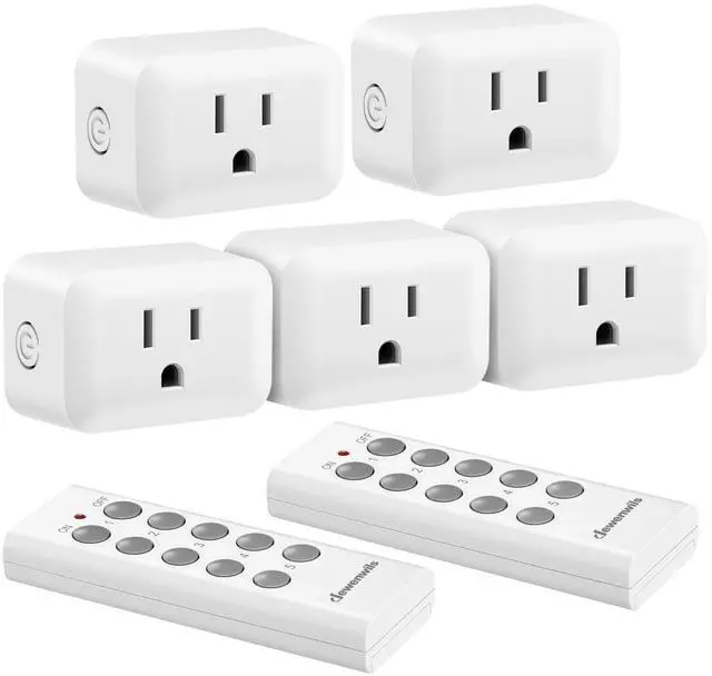 Alt view image 8 of 14 - Wireless Control Outlet for Christmas Decor, Programmable and Expandable Electrical Switch, 100FT Range, 125V/15A/1875W Light Switch, 2 Remote and 5 Outlets