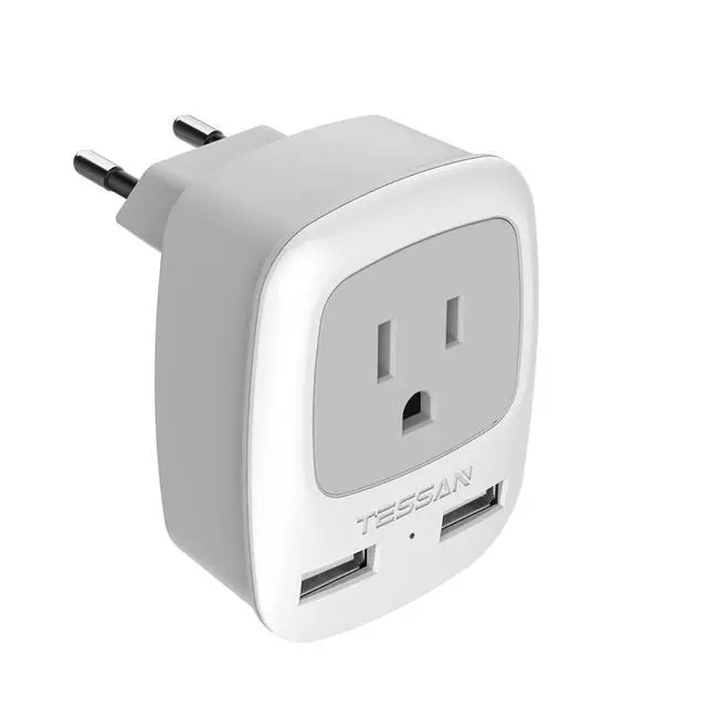 Alt view image 8 of 12 - European Travel Plug Adapter, Europe Power Adaptor with 2 USB Ports, International Type C Outlet Charger to Most of EU Iceland Spain Italy France Germany (Not a Voltage Converter)