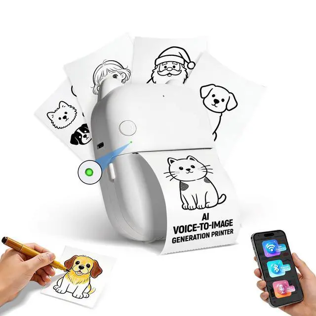 Alt view image 8 of 14 - Sticker Maker, Mini Bluetooth Thermal Printer for Journaling&Office&Study, Inkless Portable Sticker Printer, Smart Voice-to-Image Generation Printer for Scrapbooking&DIY, iphone & Android