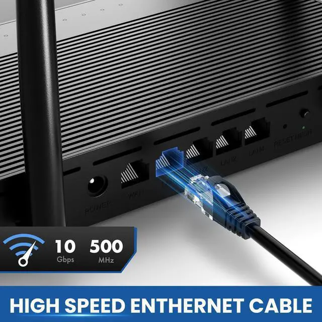 Alt view image 9 of 14 - Cat 6 Ethernet Cable 100 ft, Outdoor&Indoor 10Gbps Ethernet Cable, High Speed Cat6 Cable RJ45 LAN Internet Cable for Computer, Router, Modem, PS4/5, Xbox, Gaming - Black