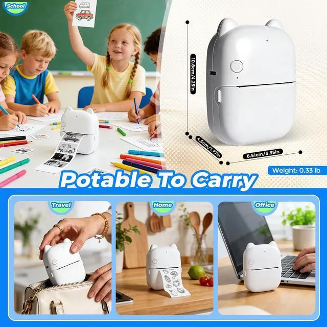Alt view image 11 of 14 - Sticker Maker, Mini Bluetooth Thermal Printer for Journaling&Office&Study, Inkless Portable Sticker Printer, Smart Voice-to-Image Generation Printer for Scrapbooking&DIY, iphone & Android