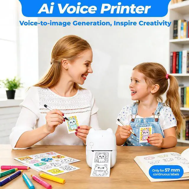 Alt view image 13 of 14 - Sticker Maker, Mini Bluetooth Thermal Printer for Journaling&Office&Study, Inkless Portable Sticker Printer, Smart Voice-to-Image Generation Printer for Scrapbooking&DIY, iphone & Android