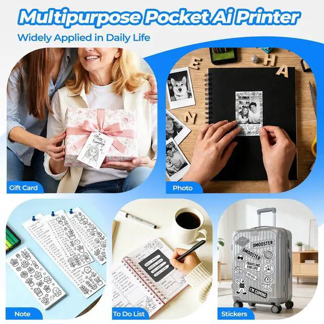 Alt view image 14 of 14 - Sticker Maker, Mini Bluetooth Thermal Printer for Journaling&Office&Study, Inkless Portable Sticker Printer, Smart Voice-to-Image Generation Printer for Scrapbooking&DIY, iphone & Android