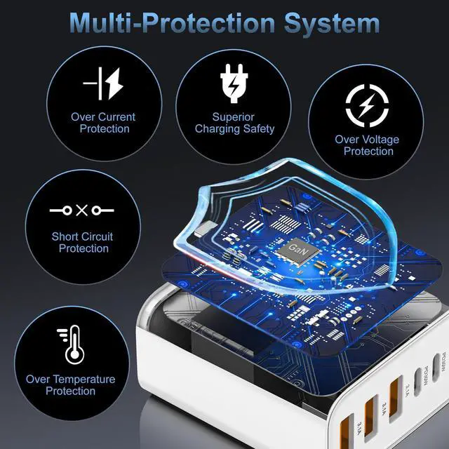 Alt view image 10 of 11 - USB C Charger Block,65W 6-Port USBC Charging Block,Wall Charger iPhone Charger Fast Charging,Multiport Type C PD+QC Power Plug for All iPhone 17 16 15 iPad Samsung S23 S24 iWatch Pixel Series (White)