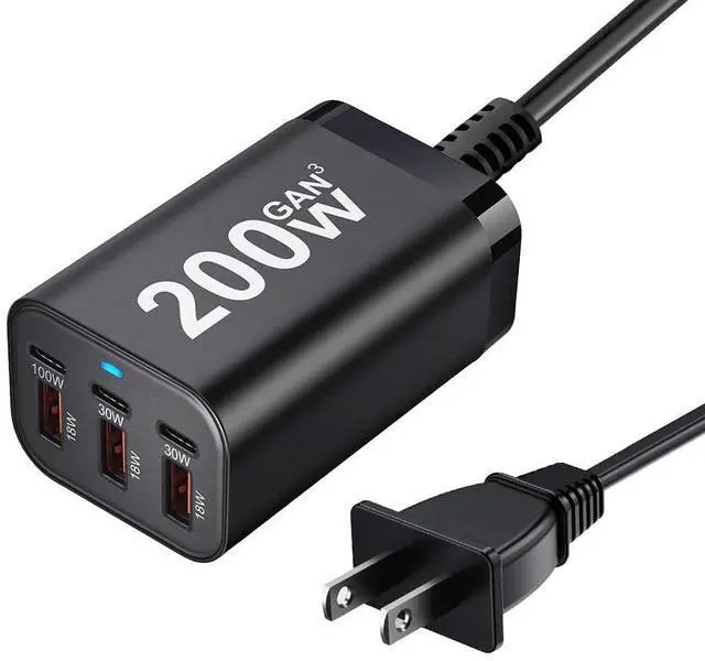 Alt view image 7 of 9 - 200W USB C Charge Block,6 Port GaN Fast Charging Station,Multi Port USB Charger Hub for Multiple Devices,MacBook,iPad,iPhone,Laptop,Galaxy Android Cell Phone,Desktop Usbc 65W 100W 140W Adapter Travel