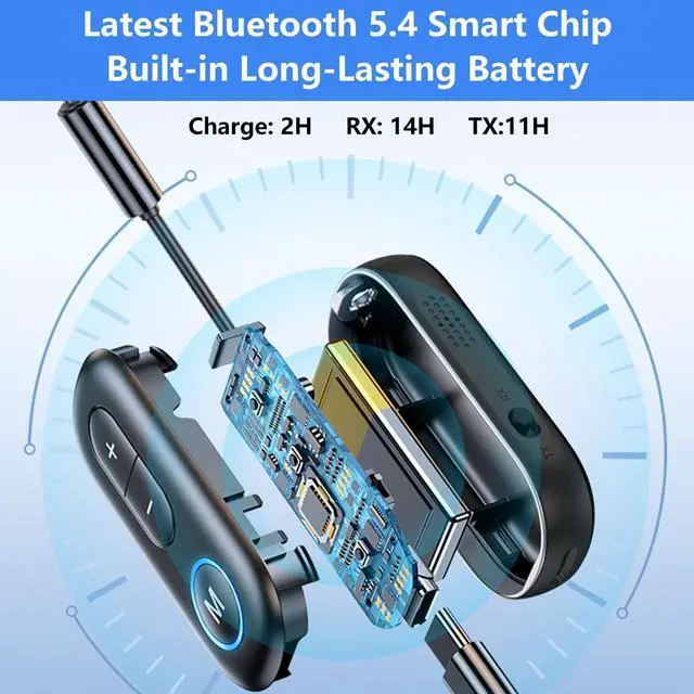 Alt view image 11 of 14 - Bluetooth 5.4 Transmitter Receiver - 2-in-1 Bluetooth Wireless Audio Transmitter for Headphones or BT Devices - 3.5mm Audio Jack Adapter for TV, Airplane, Car, PC, Gym Equipment, Switch