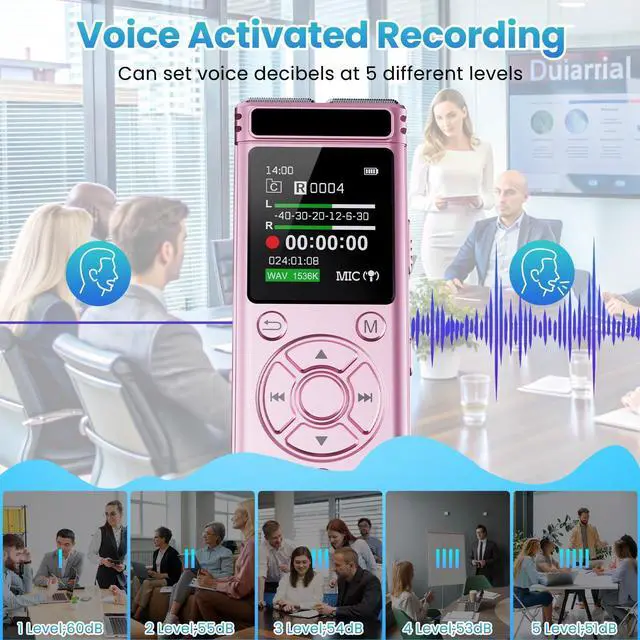 Alt view image 12 of 14 - 136GB Digital Voice Recorder with Playback,9000 Hours Audio Recording Device,Voice Activated Recorder with Noise Reduction,A-B Repeat,Mp3 Player & Password for Lectures Meeting/Classes/Interviews,Pink
