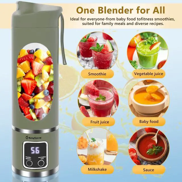 Alt view image 9 of 14 - Portable Blender Electric USB-C, 500ML Personal Juicer for Shakes and Smoothies, 12 Blades, 1500mAh Rechargeable, BPA Free, 18oz Small Blender with Leakproof Lid & Sip Spout, Mixing, Compact