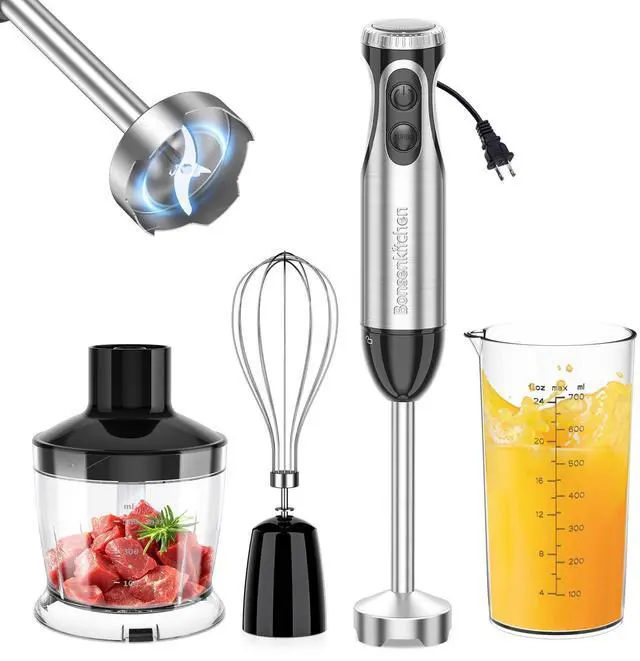 Alt view image 8 of 14 - Immersion Blender Handheld with Food Processor, 20 Speeds Hand Blender with Turbo Mode, Stainless Steel Blade, Egg Whisk, Beaker & Chopper Bowl, Hand Mixer for Smoothie, Soup, Baby Food