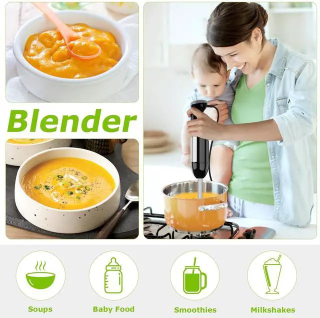 Alt view image 10 of 14 - Immersion Blender Handheld with Food Processor, 20 Speeds Hand Blender with Turbo Mode, Stainless Steel Blade, Egg Whisk, Beaker & Chopper Bowl, Hand Mixer for Smoothie, Soup, Baby Food