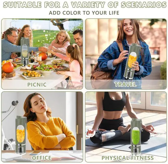 Alt view image 13 of 14 - Portable Blender Electric USB-C, 500ML Personal Juicer for Shakes and Smoothies, 12 Blades, 1500mAh Rechargeable, BPA Free, 18oz Small Blender with Leakproof Lid & Sip Spout, Mixing, Compact