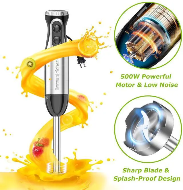 Alt view image 13 of 14 - Immersion Blender Handheld with Food Processor, 20 Speeds Hand Blender with Turbo Mode, Stainless Steel Blade, Egg Whisk, Beaker & Chopper Bowl, Hand Mixer for Smoothie, Soup, Baby Food
