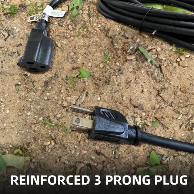 Alt view image 12 of 14 - Indoor Outdoor Extension Cord, 3 Prong 13A Weatherproof Power Cord, 16 Gauge Heavy Duty 6 ft Black Extension Cord for Garage, Garden and Home, 16/3 SJTW UL Listed