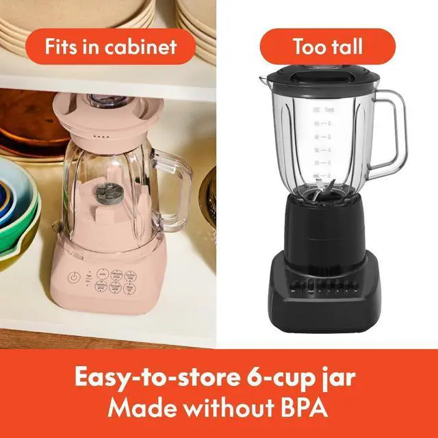 Alt view image 9 of 14 - 10 Speed Countertop Blender, Juicer & Smoothie Maker, Fits-anywhere Kitchenware, Slim Flip & Store Design, Dishwasher Safe 48oz Capacity Pitcher & Lid, Stainless Steel Blade, 450 Watt, Blossom