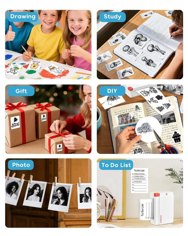 Alt view image 14 of 14 - Sticker Printer Machine, X3 Mini Printer Print Pods Portable Thermal Inkless Sticker Maker, 2-3 Inch 300 DPI Bluetooth Pocket Printers for Smartphones, Notes, Journal, Photos, DIY, Kids Gift