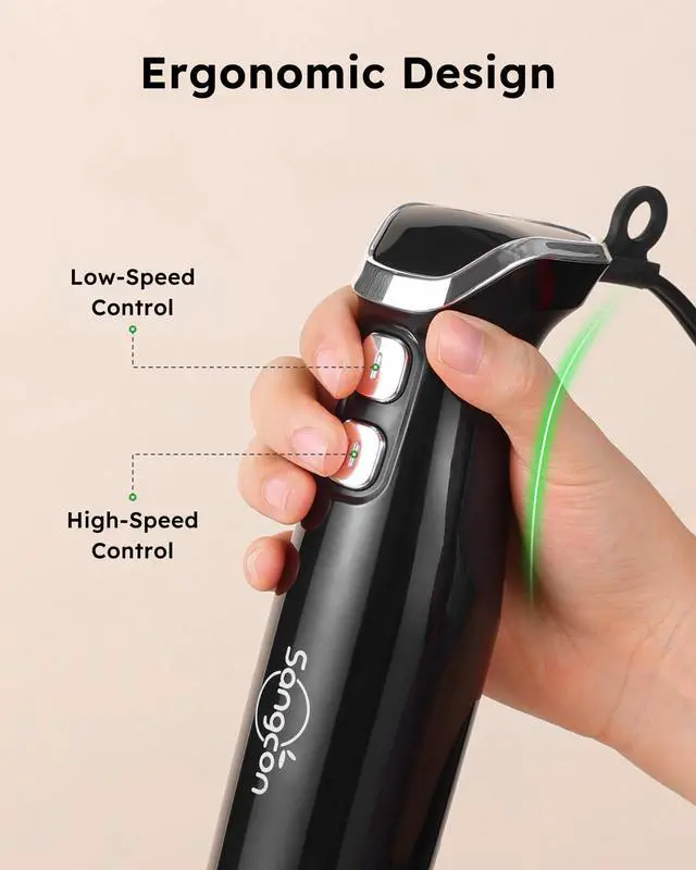 Alt view image 14 of 14 - Immersion Blender Handheld, 3-in-1 Hand Blender Electric, 400W Handheld Licuadora de mano, Stainless Steel Blade Stick Mixer with Whisk, Milk Frother Attachments - Black